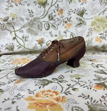Vtg 1990s Victorian Shoe Sculpture Clay Resin Brown Womens Figurine Paper Weight picture