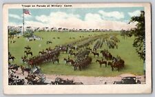 Troops on Parade at Military Camp Army Life Soldiers WW1 WWI Era Postcard c1915 picture