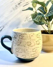 Anthropologie Leah Reena Goren Sleeping Cats Coffee Tea Mug Cup 10oz Teal Blue picture