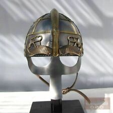 Medieval Vended Viking Brass Embossed Design Steel Helmet Knight Handmade Gift picture