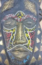 Ashanti Beaded Ghana Africa Tribal Mask Hand Carved ornate antique picture