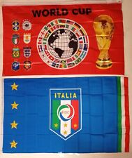 1 ITALY FEDERATION FLAG + 1 GENERIC WORLD CUP FLAG (3X5 FT) $35 picture