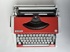 Vintage Olympia Traveller De Luxe Typewriter Yugoslavia Red Orange W/ Case picture