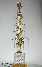 L&L Loevsky Crystal Lamp Pineapple Leaf Italy Toleware Vintage Hollywood Regency picture
