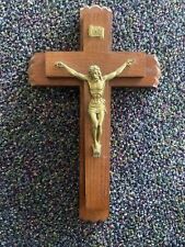 VINTAGE LAST RITES Catholic Cross Wood Box JESUS CRUCIFIX W/candles & holywater picture