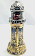 ANTIQUE DRALLE ILLUSION LIGHTHOUSE PERFUME SILVER PLATED HOLDER w/GLASS c1910 g. picture