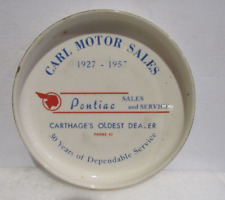 Vintage Ashtray Carl Motor Sales Pontiac 27-57 Carthage Two Digit Phone Ceramic picture