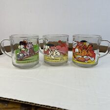 Vintage McDonald's 1978 Garfield Glass Coffee Mug Cup Set of 3 See Pictures picture