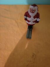 Vintage Painted Barclay Cast Metal Santa on Skis ~ Poles & Skis ~ Made in USA~3