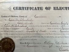 Rare 1902 Oklahoma Territory Certificate of Election Canadian County El Reno picture
