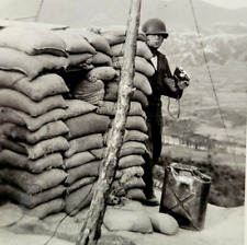 Korean War Era Sgt Whittaker with Camera by Sand Bags Soldier Military Photo picture