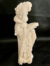 6.5” Asian Woman Reading Book Ivory Color Resin Statue Detailed Figurine Pretty picture