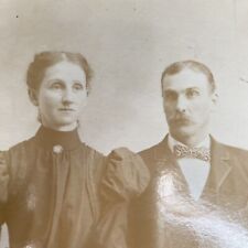 Antique Studio Photo Cabinet Card Man & Woman Couple Lyons NY Dow's Art Gallery picture