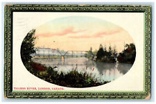 1922 Thames River Bridge London Ontario Canada Antique Art Border Postcard picture