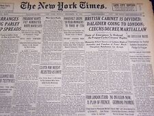 1938 SEPTEMBER 18 NEW YORK TIMES NEWSPAPER - CZECHS DECREE MARTIAL LAW - NT 2471 picture