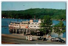 1955 M.V. Mount Washington Docks Alton Bay Lake Pier Winnipesaukee NH Postcard picture