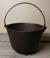 Antique Cast Iron Caldrone Bean Pot Cowboy Kettle 3 Legs 9-1/4