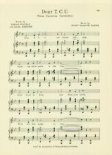 TEXAS CHRISTIAN UNIVERSITY TCU Horned Frogs Vtg Song Sheet c1927 
