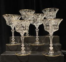 Six (6) Vintage Cambridge Rose Point Gold Champagne/Sherbet Coupe, Stem 3500 picture