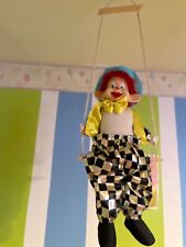 VIntage Clown Marionette Puppet on Swing Beautiful Sweet Porcelain Face Dressed picture