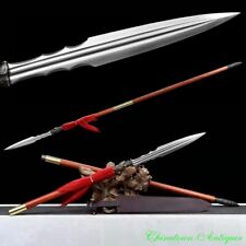 Long Yari Spear Polearm Sword Pattern Steel Spear Head Sharp Battle Ready #0554 picture
