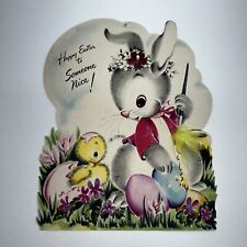 Vtg 1947 Oversized Easter Card, Happy Easter To Someone Nice, Chick And Bunny picture