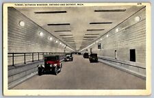 Detroit, Michigan - Tunnel Between Windsor, Ontario & Detroit - Vintage Postcard picture