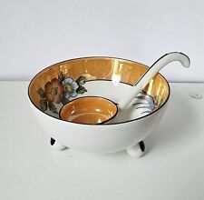 Vintage Nippon Noritake hand painted Soup bowl with spoon Ladle 2