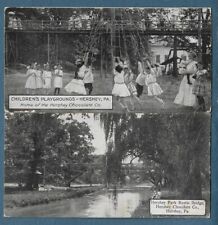 92     2 Vint 1910 Undersized Postcards Hershey Park Pa Playground Rustic Bridge picture