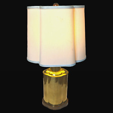 Vintage Leonard R Foss Gold Etched 4 leaf Clover Shaped Lamp & Shade MCM Regency picture