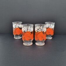 Vintage Anchor Hocking Orange Juice Blossom Drinking Glasses Set Of 4 VGC picture