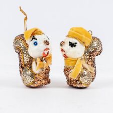 Leewards Mr. & Mrs. Chatter Sequined Squirrel Christmas Ornaments Handmade picture
