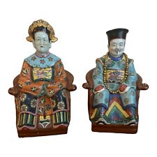Antique Hand Painted Porcelain Chinese Emperor And Empress Statue Figurine picture