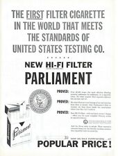 1958 Parliament Cigarettes Vintage Print Ad New Hi-Fi Filter US Testing Approved picture