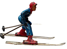 VINTAGE BARCLAY FIGURINE SKIER CAST METAL WINTER VILLAGE MADE IN USA picture