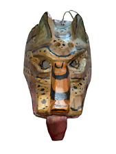 Hand Carved Wooden Jaguar Leopard Head Latin American Folk Art Animal Mask 10.8 picture