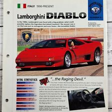 1990+ Lamborghini Diablo Spec Sheet Brochure Photo Poster Italian Supercar V12 picture