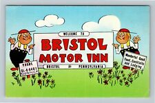 Bristol PA-Pennsylvania, Bristol Motor Inn Welcome Vintage Souvenir Postcard picture