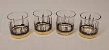 4 Black & Gold Oil Derrick Lowball Whiskey Glasses Lotus Culver Vintage picture