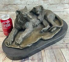 Real Bronze Metal Statue on Stone Indian Bengal Tiger India Big Cat Sculpture NR picture