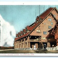 c1920s Yellowstone Old Faithful Inn Geyser Haynes Photo Postcard Litho Park A32 picture