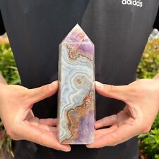 2.2LB 7'' Natural Amethyst Agate Obelisk Crystal Point Tower Energy Healing J1 picture