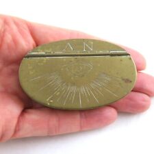 Antique Brass Snuff Box Vesta Oval Masonic All Seeing Eye picture