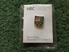 VINTAGE 1988 NBC SEOUL, KOREA ENAMEL OLYMPIC BADGE PIN NEW picture