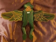 FLYING FROG HANGER, Handcrafted, WOOD, GREEN,  Multi-colors, 12
