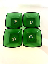 Set of 4 Vintage Anchor Hocking Roly Poly Forest Green Bowls 4 3/4