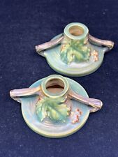 Roseville BushBerry Holly Green Candle Holder Set USA 1147 picture