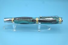 Turquoise &  Fordite Majestic Rollerball Pen in Chrome & 22kt Gold-Plated Finish picture