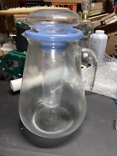 Vintage Italian Glass Pitcher Handled With Ice Cooler In Middle ---BLOW OUT SALE picture