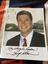 SENATOR GEORGE ALLEN, Extremely Rare AUTOGRAPHED 2002 PHOTO picture